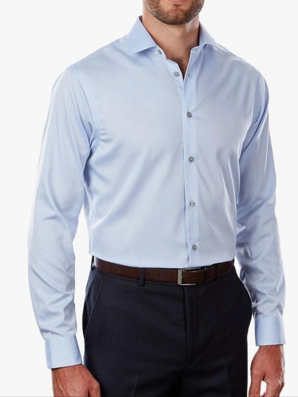 Calvin Klein Reg Fit Herringbone Blue Long Sleeve Dress Shirt 18 34/35 NWT
